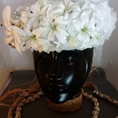 Couronne tiare Tahiti blanche mini lys blancs tiare