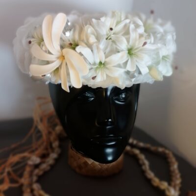 Couronne tiare Tahiti blanche mini lys blancs tiare