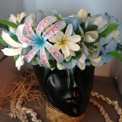 Couronne tiare Tahiti bleue ciel tiare tatouée tiare entre ouverte tiare