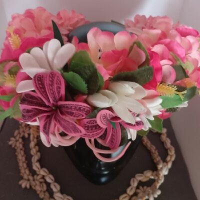 Couronne tiare Tahiti champagne rosé tiare entre ouverte deux tiare tatouée