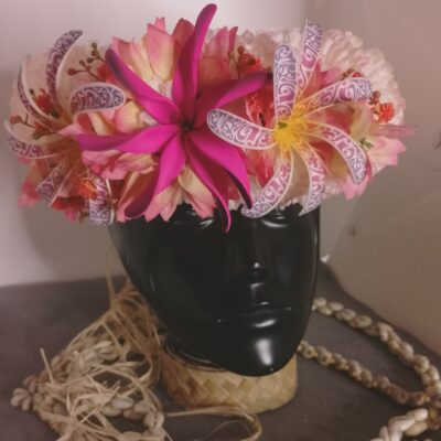 Couronne tiare Tahiti champagne rosé deux tiare tatouée maxi tiare