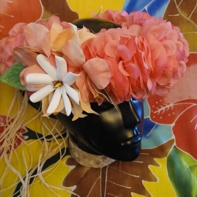 Couronne tiare Tahiti corail élégante tiare boutons rose pâle