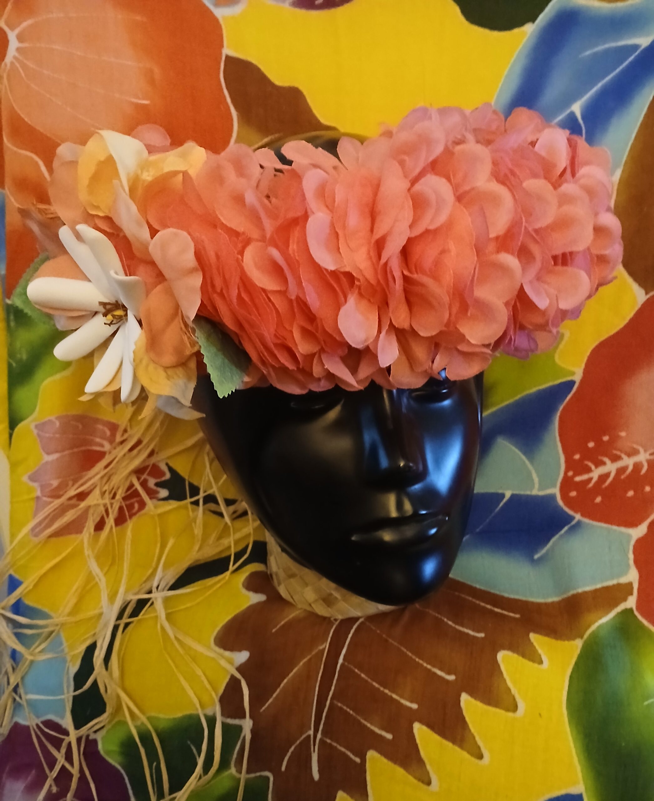 Couronne tiare Tahiti corail élégante tiare boutons rose pâle Vaite.e.Tiare créations