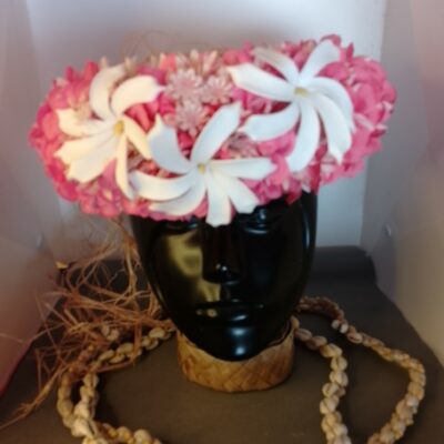 Couronne tiare Tahiti corail et champagne trois tiare