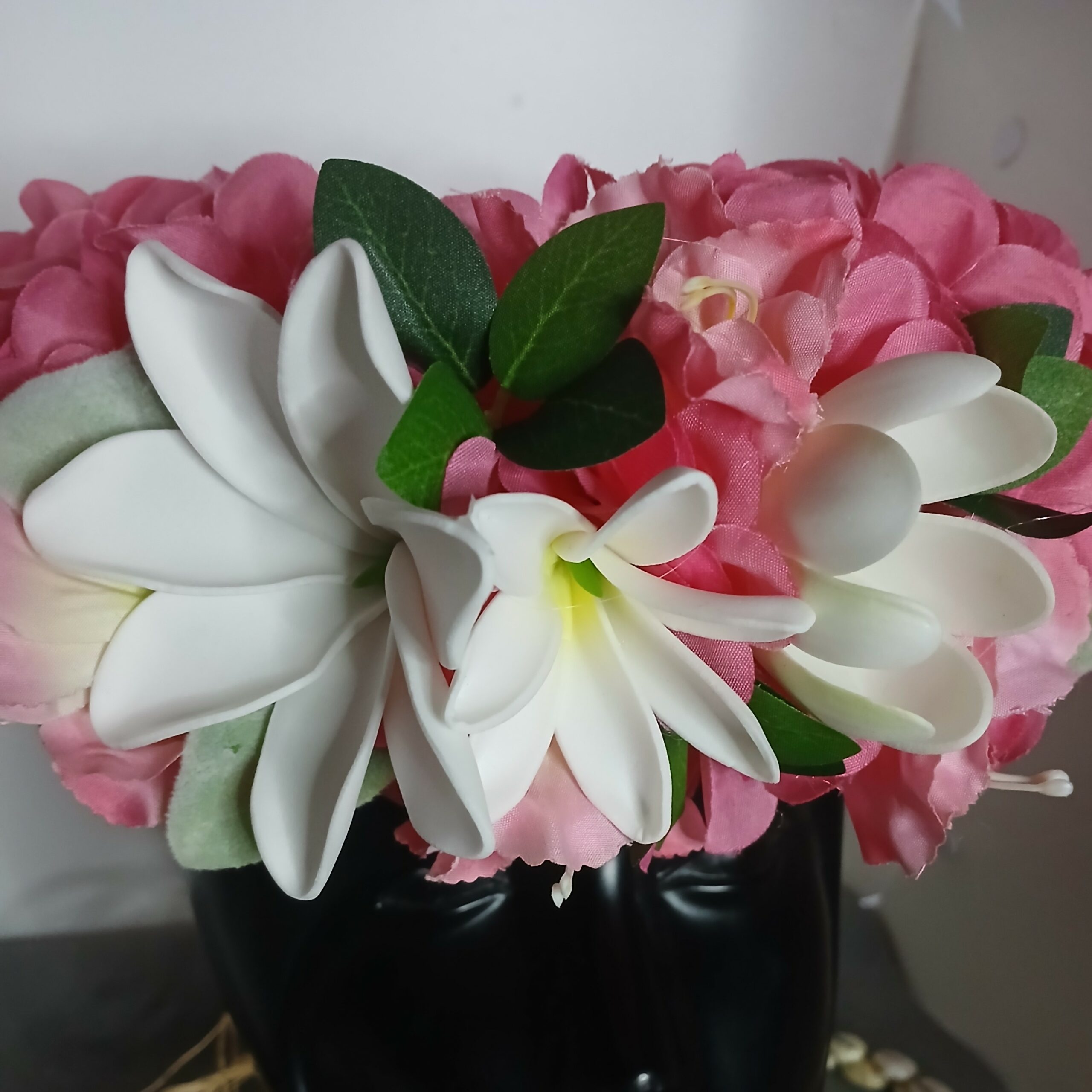 Couronne tiare Tahiti rose tiare épanouie entreouverte et en bouton Vaite.e.Tiare créations