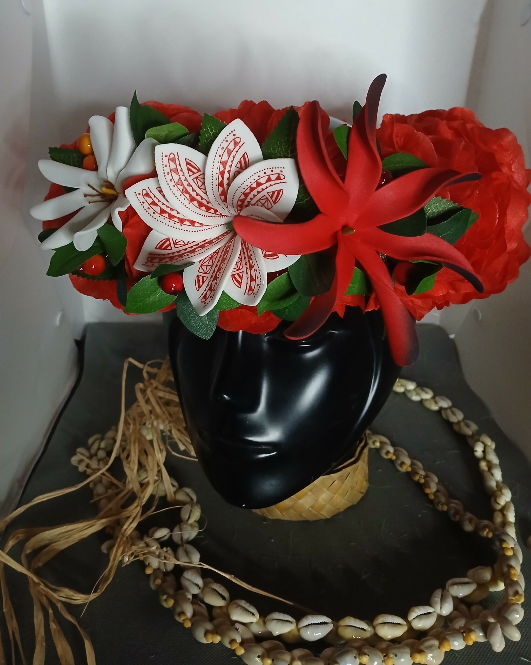 Couronne tiare Tahiti rouge maxi tiare tiare tatouée et tiare