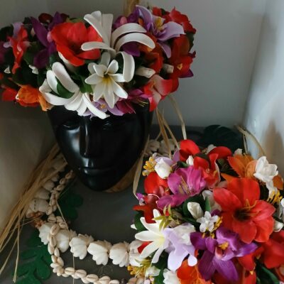 Bouquet et couronne de la mariée avec divers tiare Tahiti