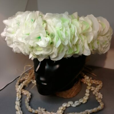 Couronne fleurs Tahiti blanche et verte bougainvillier blanc
