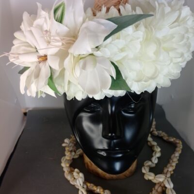 Couronne tiare Tahiti blanche tiare élégante deux boutons de tiare 