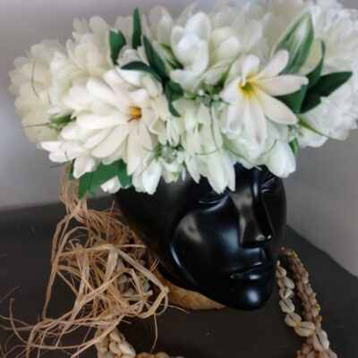 Couronne tiare Tahiti blanche élégante tiare deux tiare entre ouverte bambou