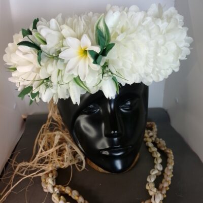 Couronne tiare Tahiti blanche élégante tiare deux tiare entre ouverte bambou