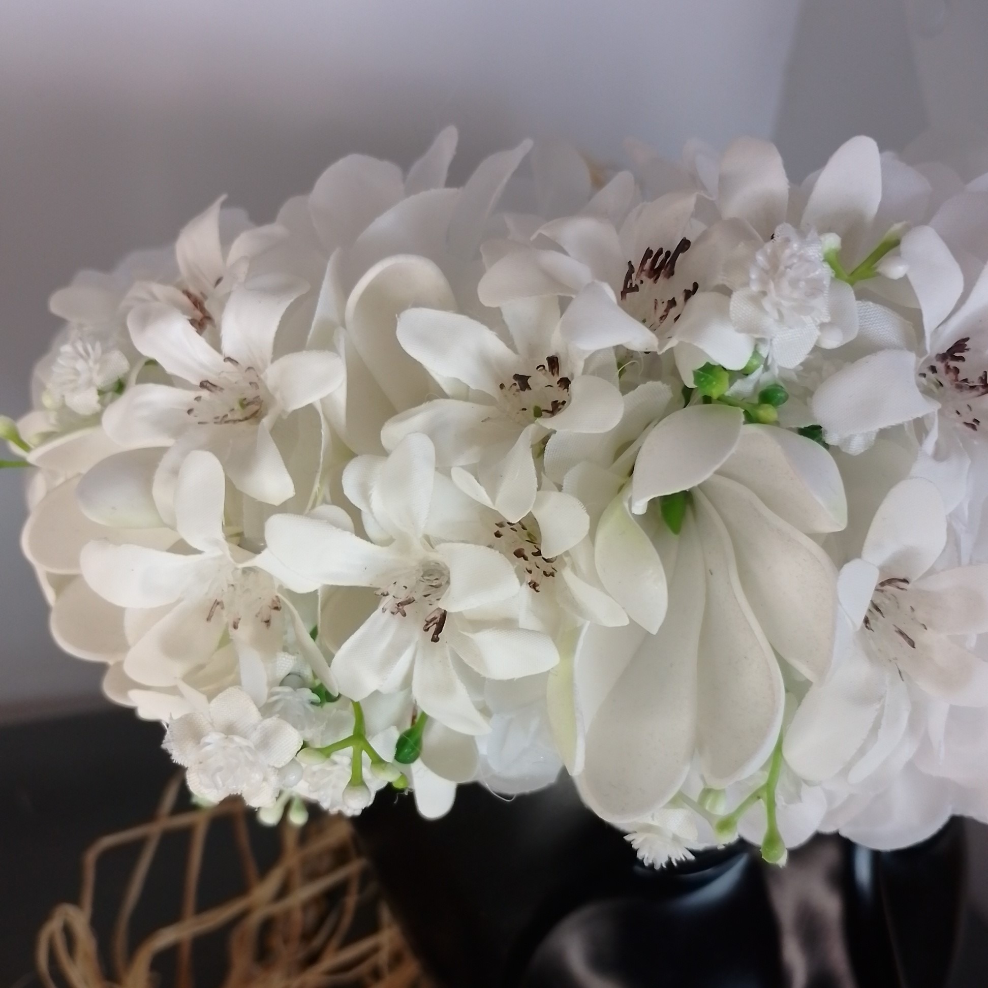 Couronne tiare Tahiti blanche trois boutons tiare Vaite.e.Tiare créations