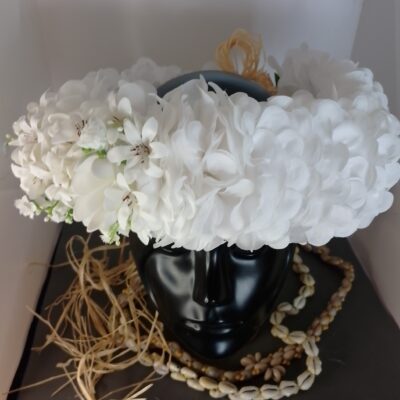 Couronne tiare Tahiti blanche trois boutons tiare