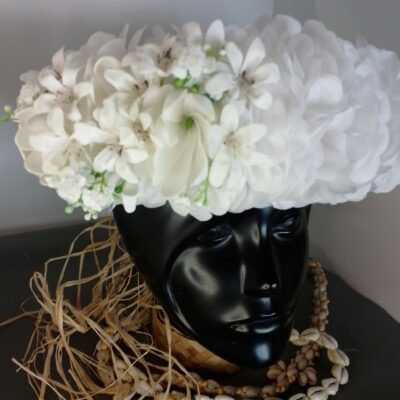Couronne tiare Tahiti blanche trois boutons tiare