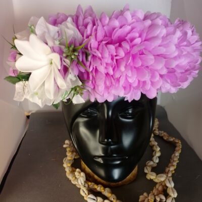 Couronne tiare Tahiti mauve grande tiare bougainvillier blanc 