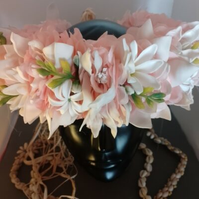 Couronne tiare Tahiti pêche pétales tiare apetahi  deux mini tiare tiare entre ouverte