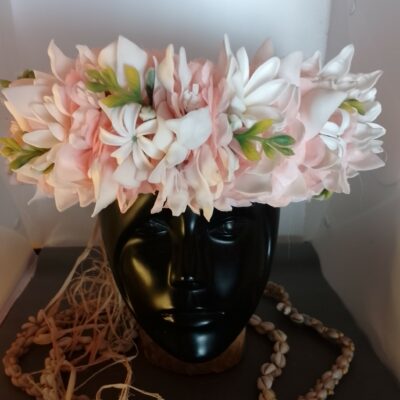 Couronne tiare Tahiti pêche pétales tiare apetahi  deux mini tiare tiare entre ouverte