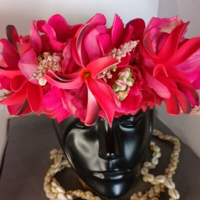 Couronne tiare Tahiti rouge trois maxi tiare rouge