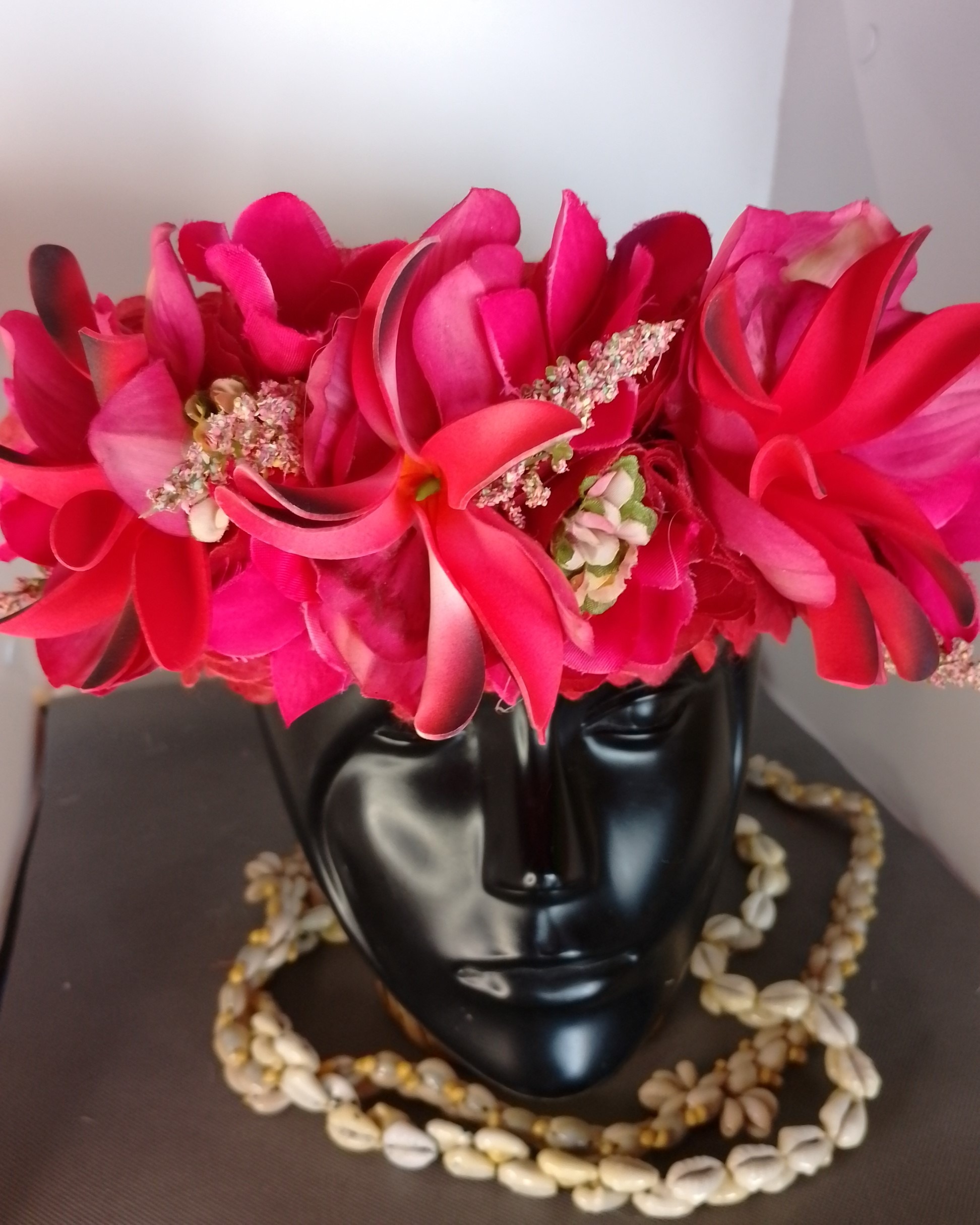 Couronne tiare Tahiti rouge trois maxi tiare rouge Vaite.e.Tiare créations