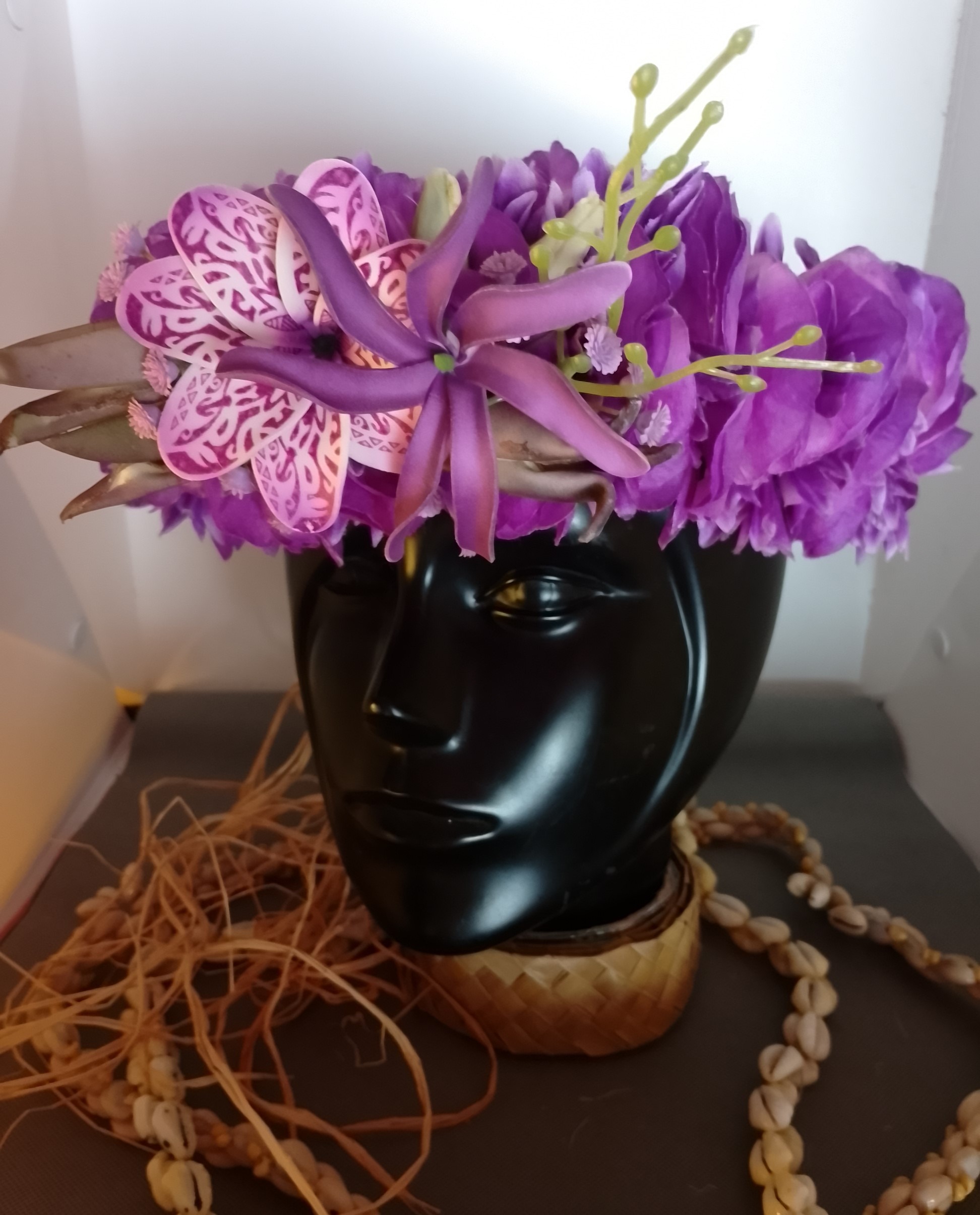 Couronne tiare Tahiti violette tiare tatouée maxi tiare Vaite.e.Tiare créations