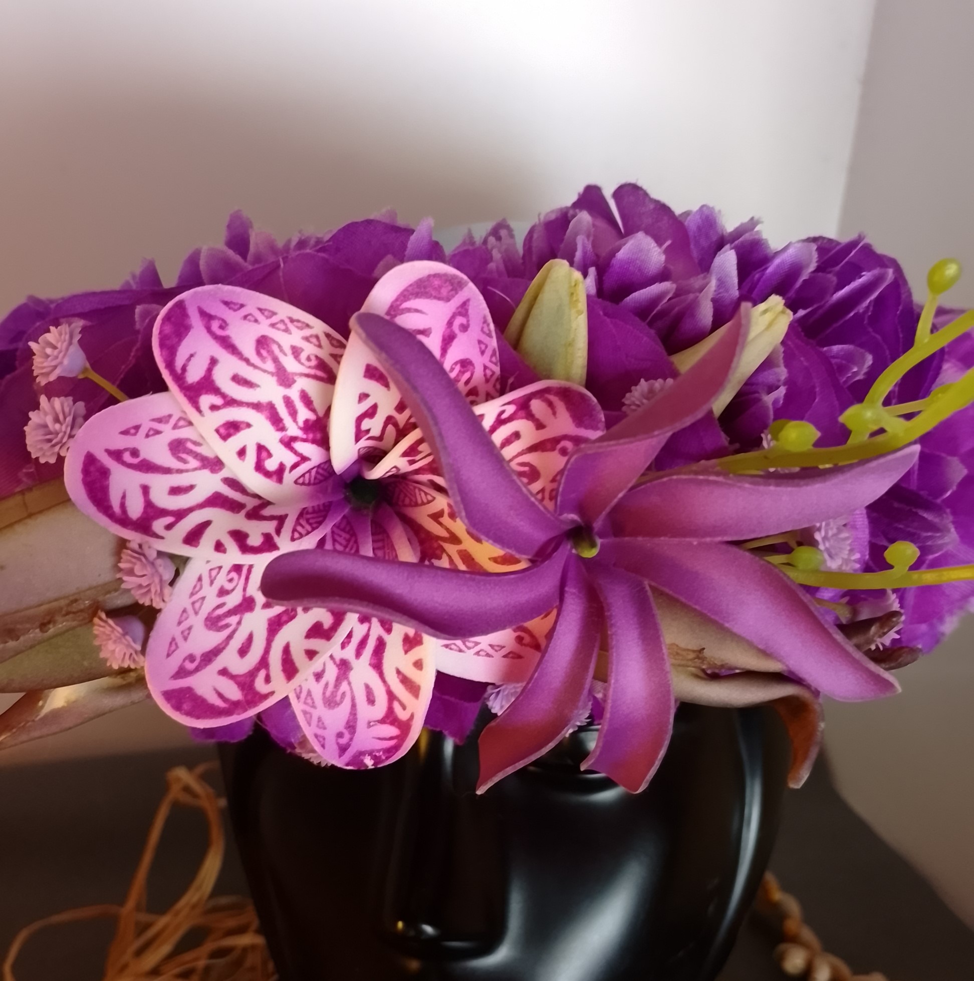 Couronne tiare Tahiti violette tiare tatouée maxi tiare Vaite.e.Tiare créations