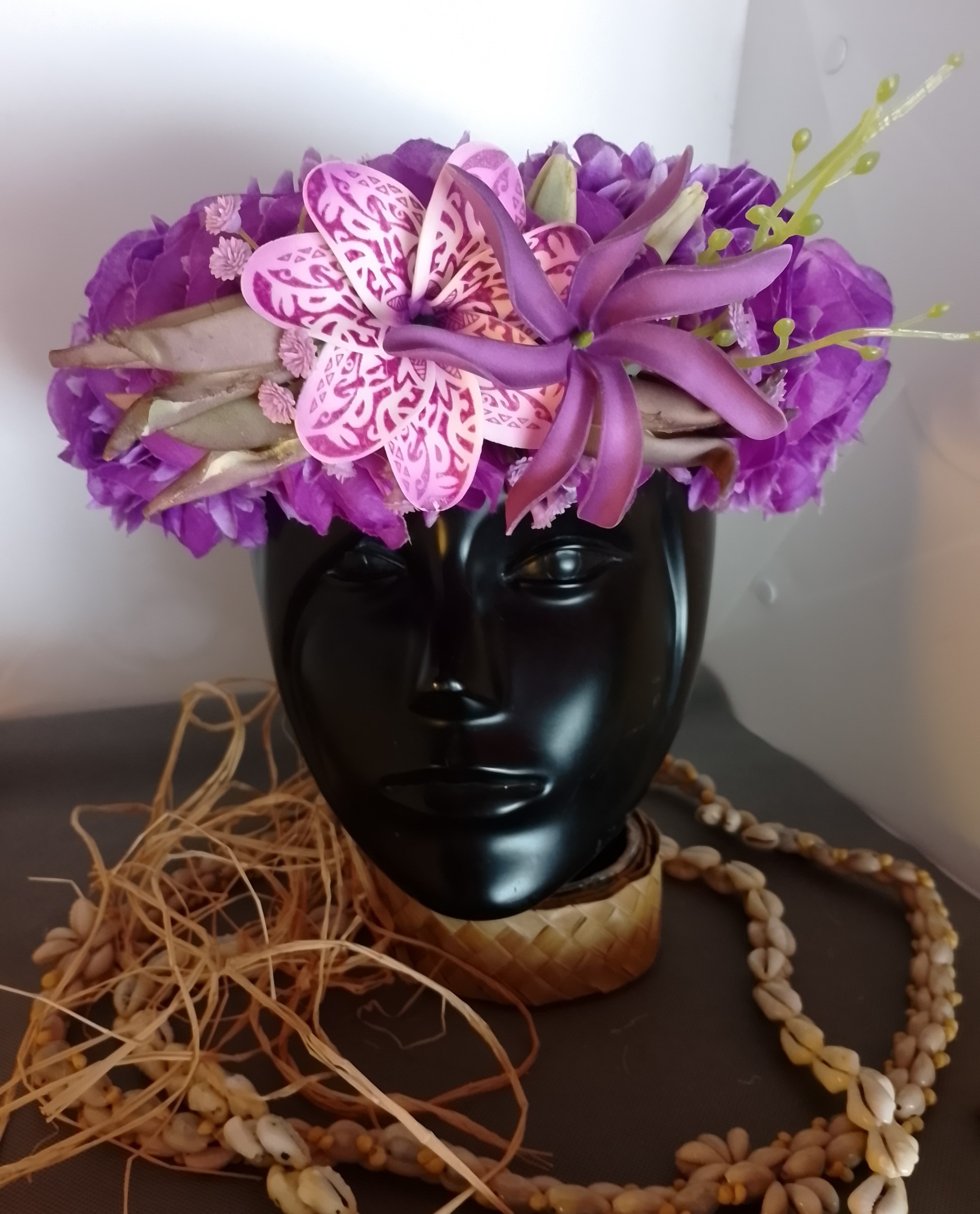 Couronne tiare Tahiti violette tiare tatouée maxi tiare Vaite.e.Tiare créations