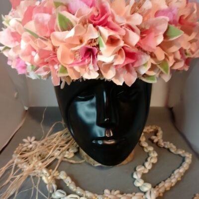 Couronne toutes fleurs Tahiti bougainvillier pêche tipanie champagne