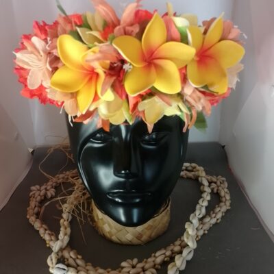 Couronne fleurs Tahiti multicolores trois tipanie jaunes lys élancés