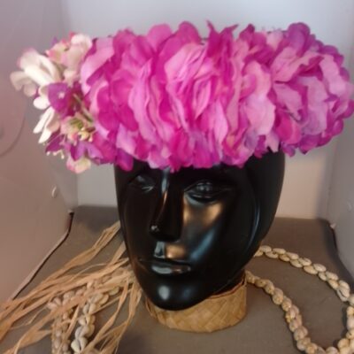 Couronne tiare Tahiti blanche bords violets élégante tiare