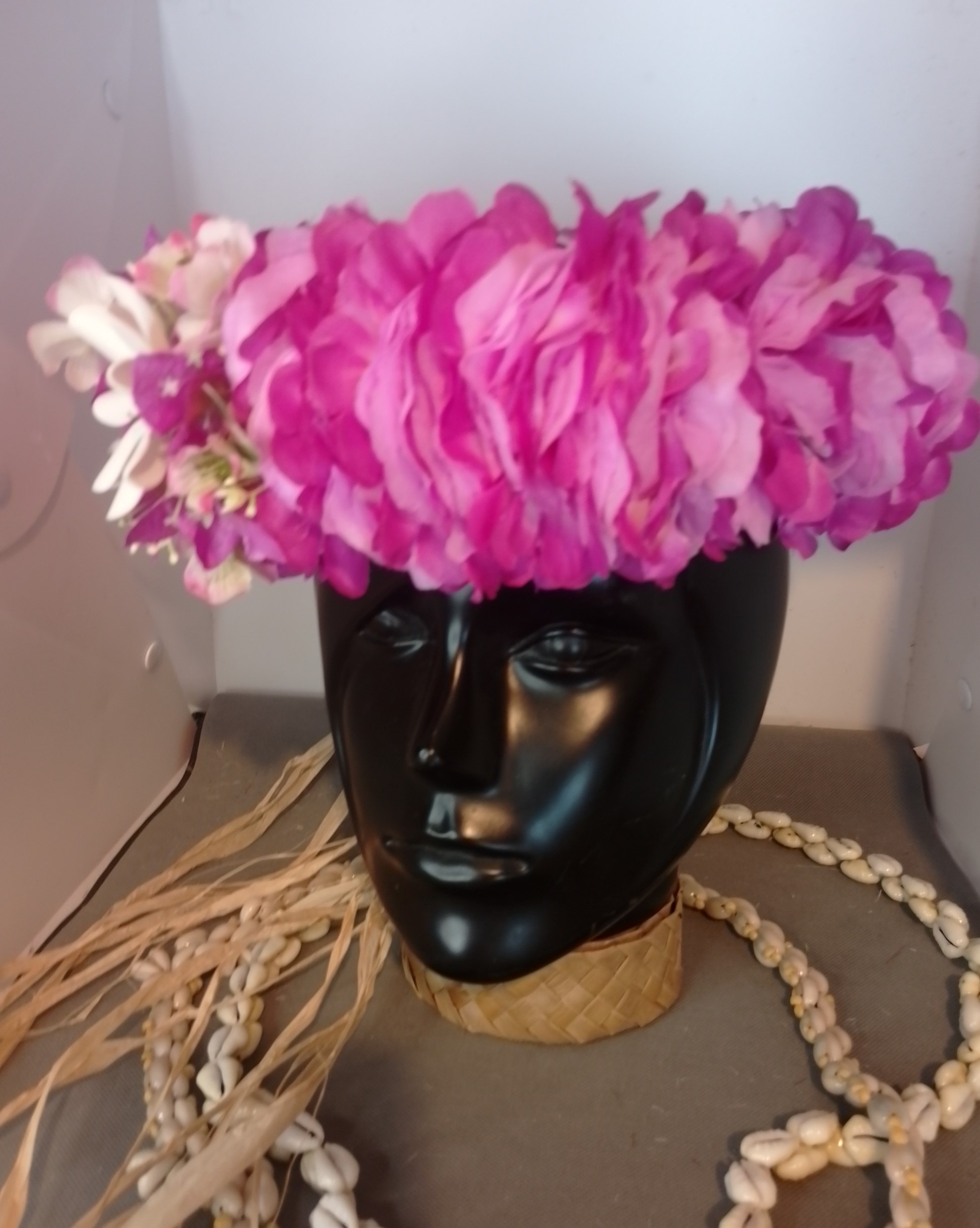 Couronne tiare Tahiti blanche bords violets élégante tiare Vaite.e.Tiare créations