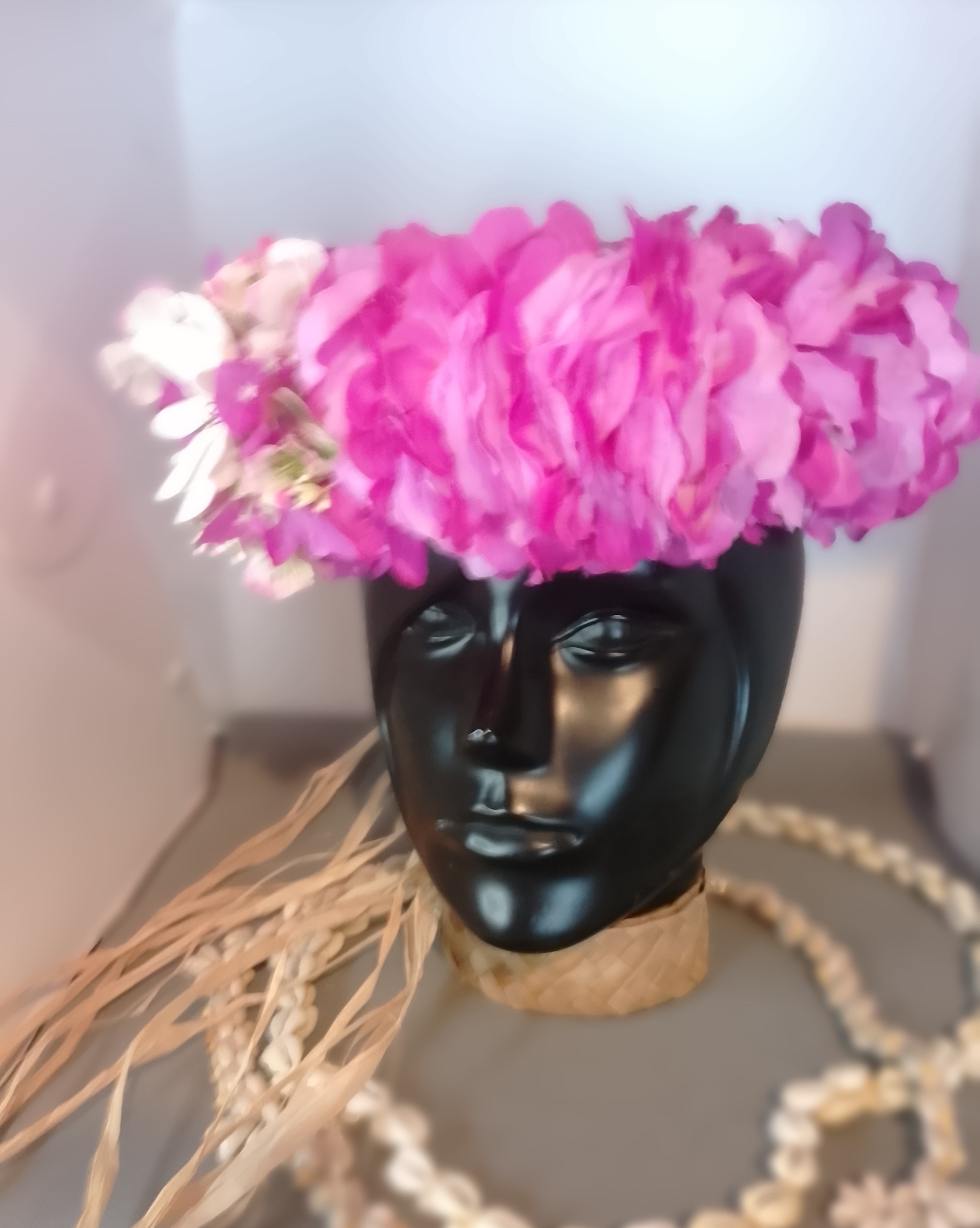 Couronne tiare Tahiti blanche bords violets élégante tiare Vaite.e.Tiare créations