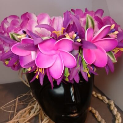 Couronne de fleurs Tahiti violette trois tipanie