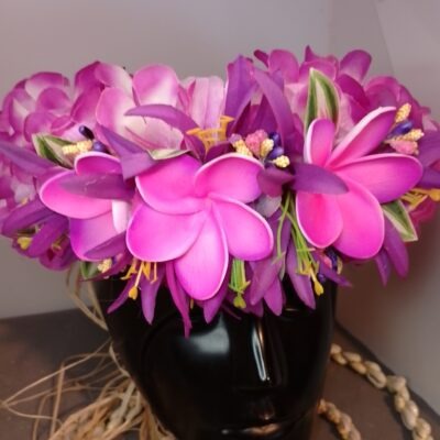 Couronne de fleurs Tahiti violette trois tipanie