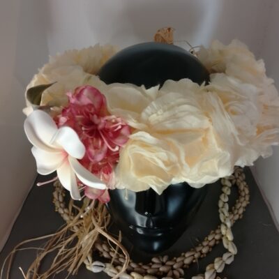 Couronne fleur Tahiti champagne grand tipanie cœur litchi