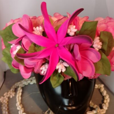 Couronne fleurs Tahiti champagne rosé quatre mini tipanie maxi tiare