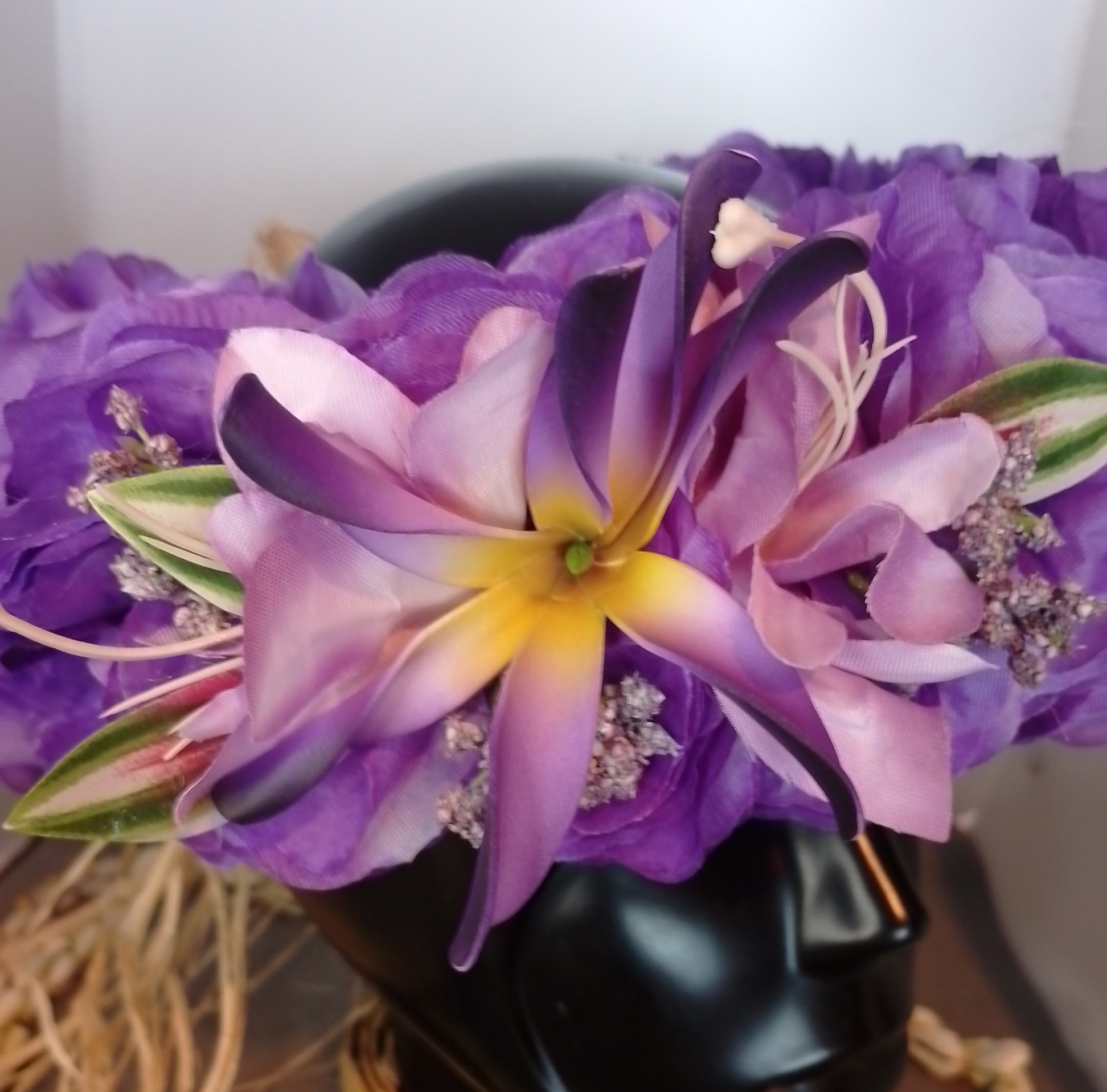 Couronne tiare Tahiti violette grands lys mauves maxi tiare Vaite.e.Tiare créations