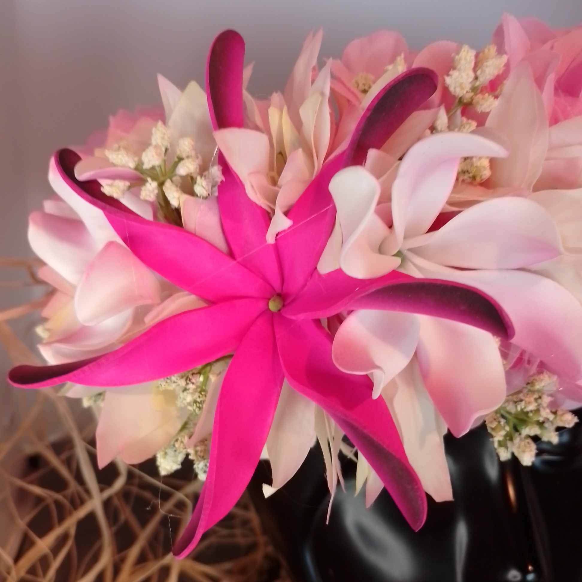 Couronne tiare Tahiti rose pâle maxi tiare deux tiare entre ouvertes Vaite.e.Tiare créations