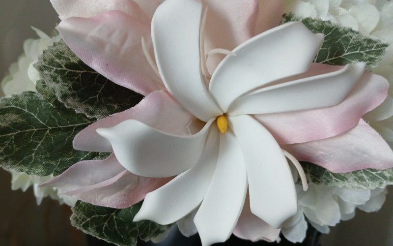 Couronne de tiare Tahiti blanche tiare posée sur amaryllis by Vaite.e.Tiare créations