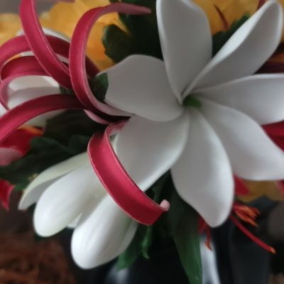 couronne de tiare Tahiti jaune lys élancés et trois tiare by Vaite.e.Tiare créations