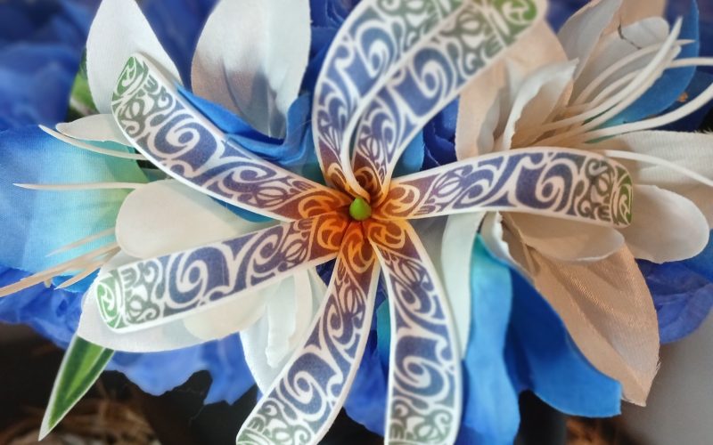 Couronne tiare Tahiti bleue grand lys tiare tatouée bougainvilliers 5 Vaite.e.Tiare créations