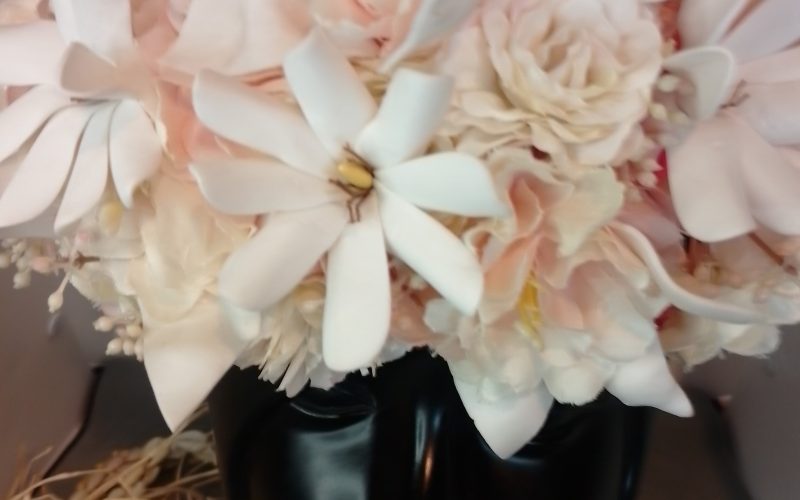 Couronne tiare Tahiti champagne rosé pétales tiare apetahi trois tiare Vaite.e.Tiare créations