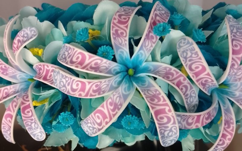 Couronne tiare Tahiti bleu lagon trois tiare tatouée Vaite.e.Tiare créations