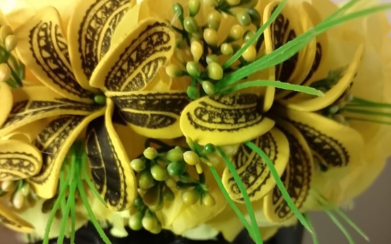 Couronne Tiare Tahiti jaune trois tiare tatouées Vaite.e.Tiare créations