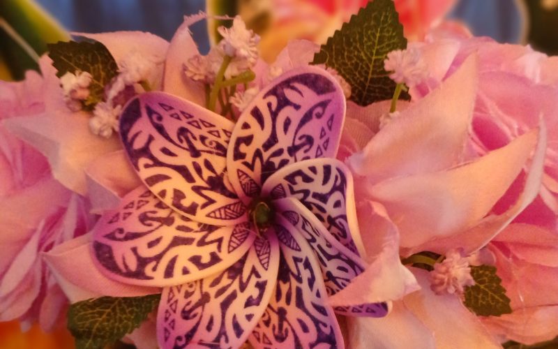 Couronne tiare Tahiti mauve grande tiare tatouée Vaite.e.Tiare créations