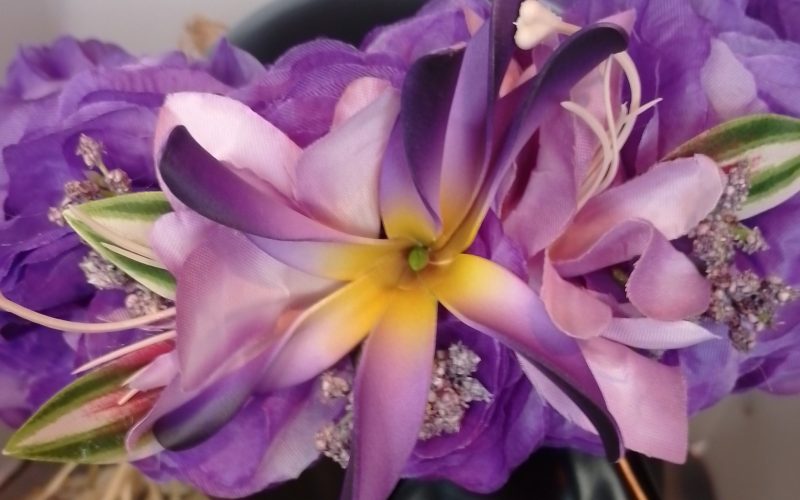 Couronne tiare Tahiti violette grands lys mauves maxi tiare Vaite.e.Tiare créations
