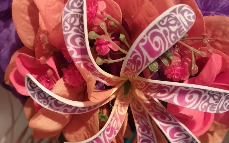 Couronne tiare Tahiti violette tiare tatouée bougainvillier orange Vaite.e.Tiare créations