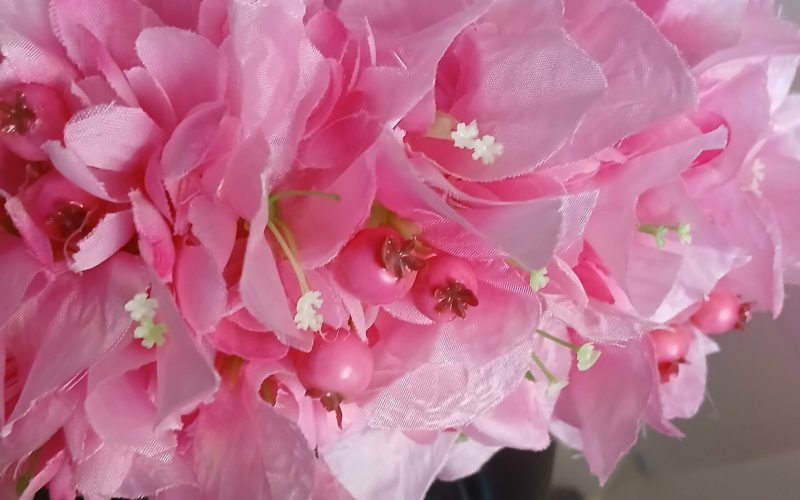 Couronne toute fleur Tahiti rose pâle bougainvillier rose pâle et graines assorties Vaite.e.Tiare créations
