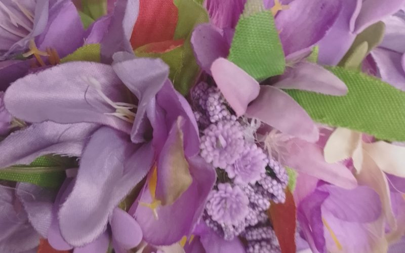 Couronne toute fleur Tahiti mauve et verte corolle boutons et mini lys mauves Vaite.e.Tiare créations